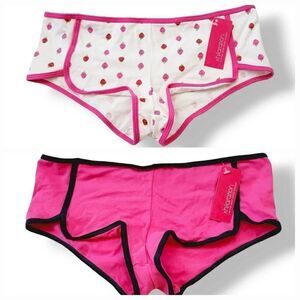 NEW Vintage Y2K Xhilaration Low Rise Cotton Stretch Boyshorts Pink/Strawberries